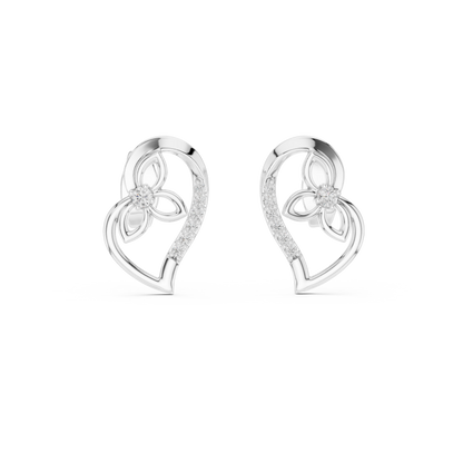 0.09ctw Round Diamond Abstract Open Heart Stud Earrings - Solid Gold