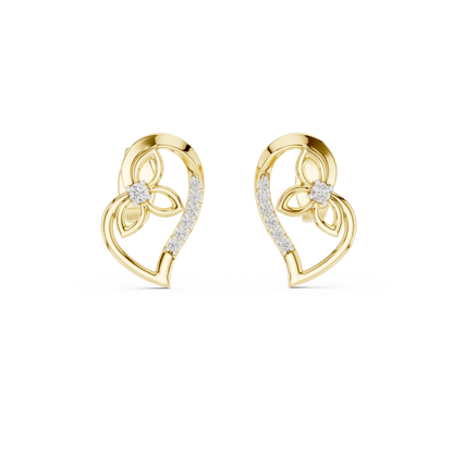 0.09ctw Round Diamond Abstract Open Heart Stud Earrings - Solid Gold