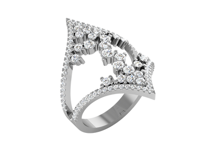 Eclat V Shape Cluster Statement Ring - 1.40 Ct ound Cut Diamond In Gold