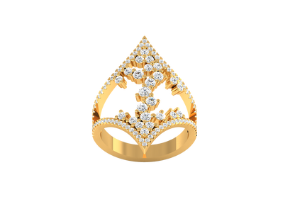 Eclat V Shape Cluster Statement Ring - 1.40 Ct ound Cut Diamond In Gold