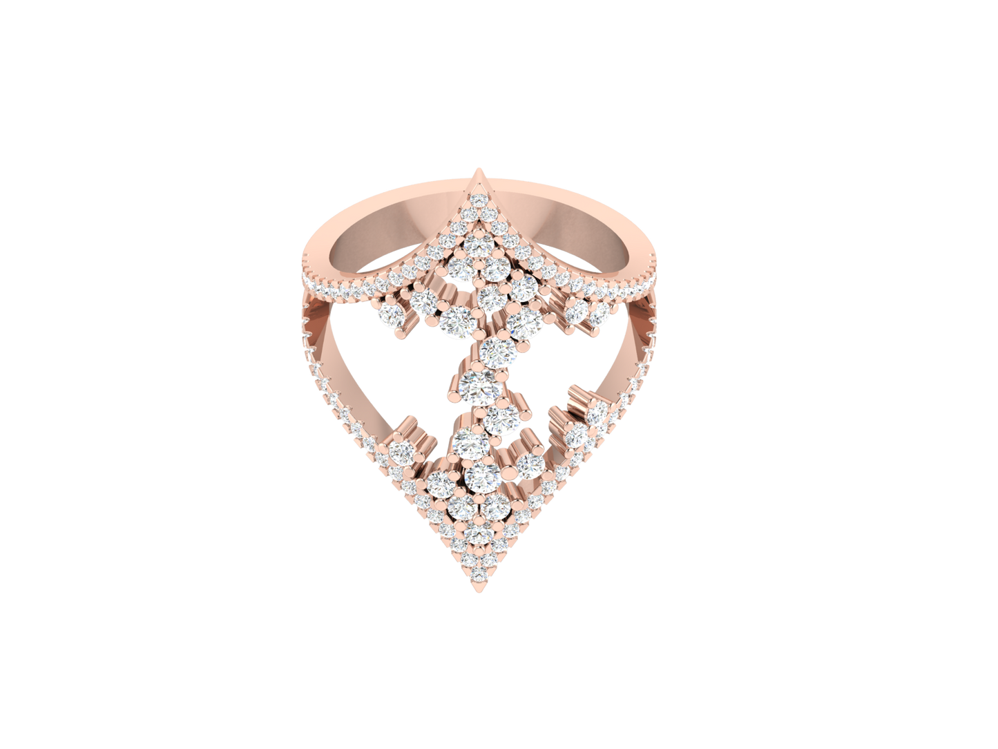 Eclat V Shape Cluster Statement Ring - 1.40 Ct ound Cut Diamond In Gold