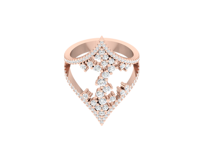 Eclat V Shape Cluster Statement Ring - 1.40 Ct ound Cut Diamond In Gold