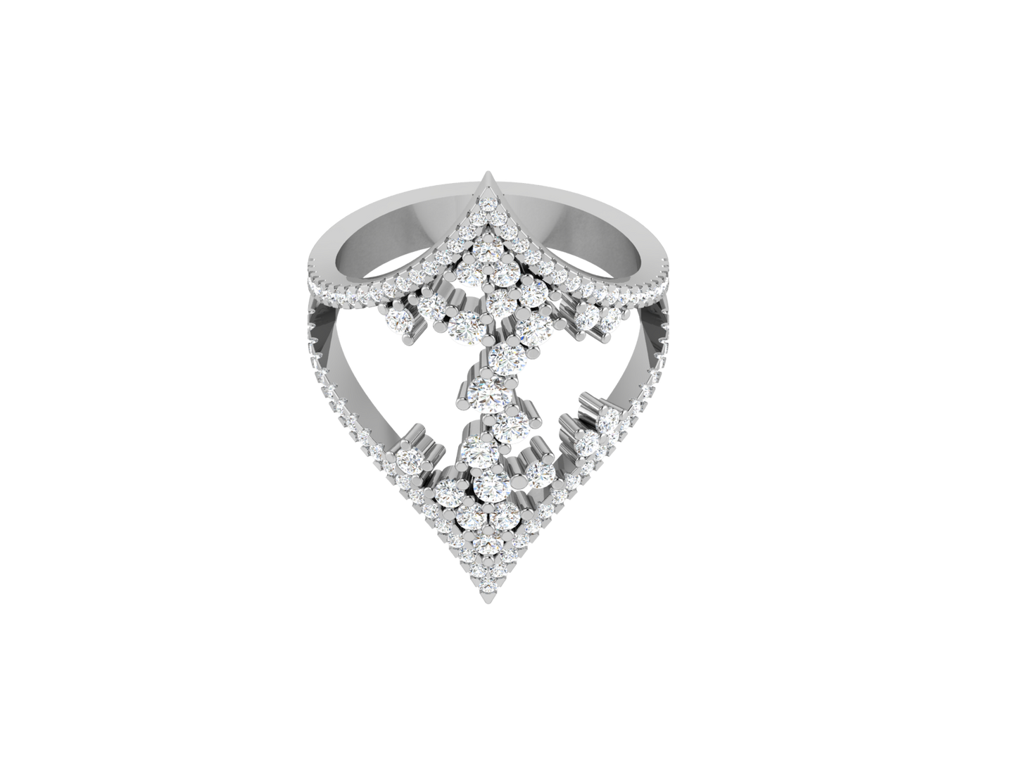 Eclat V Shape Cluster Statement Ring - 1.40 Ct ound Cut Diamond In Gold