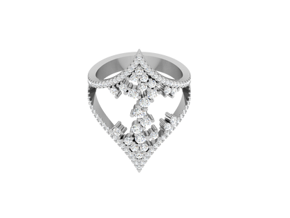 Eclat V Shape Cluster Statement Ring - 1.40 Ct ound Cut Diamond In Gold