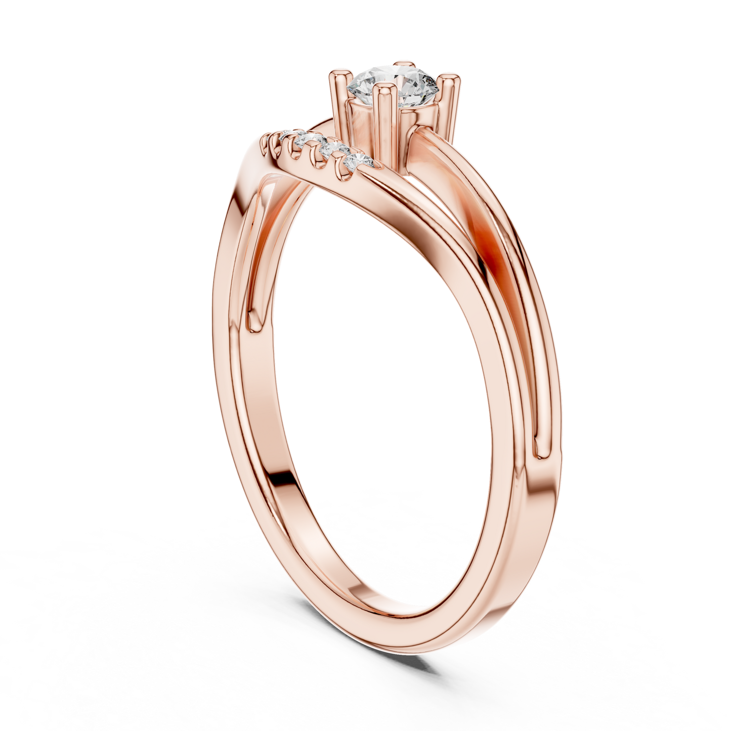 0.19CTW Round Cut Diamond Bypass Solitaire Ring in White Gold