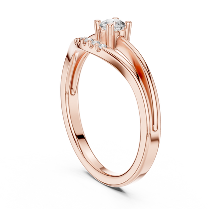 0.19CTW Round Cut Diamond Bypass Solitaire Ring in White Gold