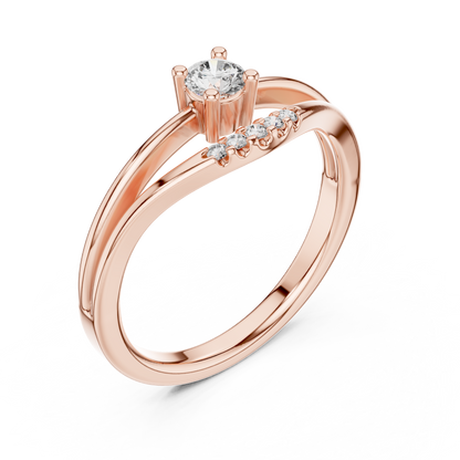0.19CTW Round Cut Diamond Bypass Solitaire Ring in White Gold