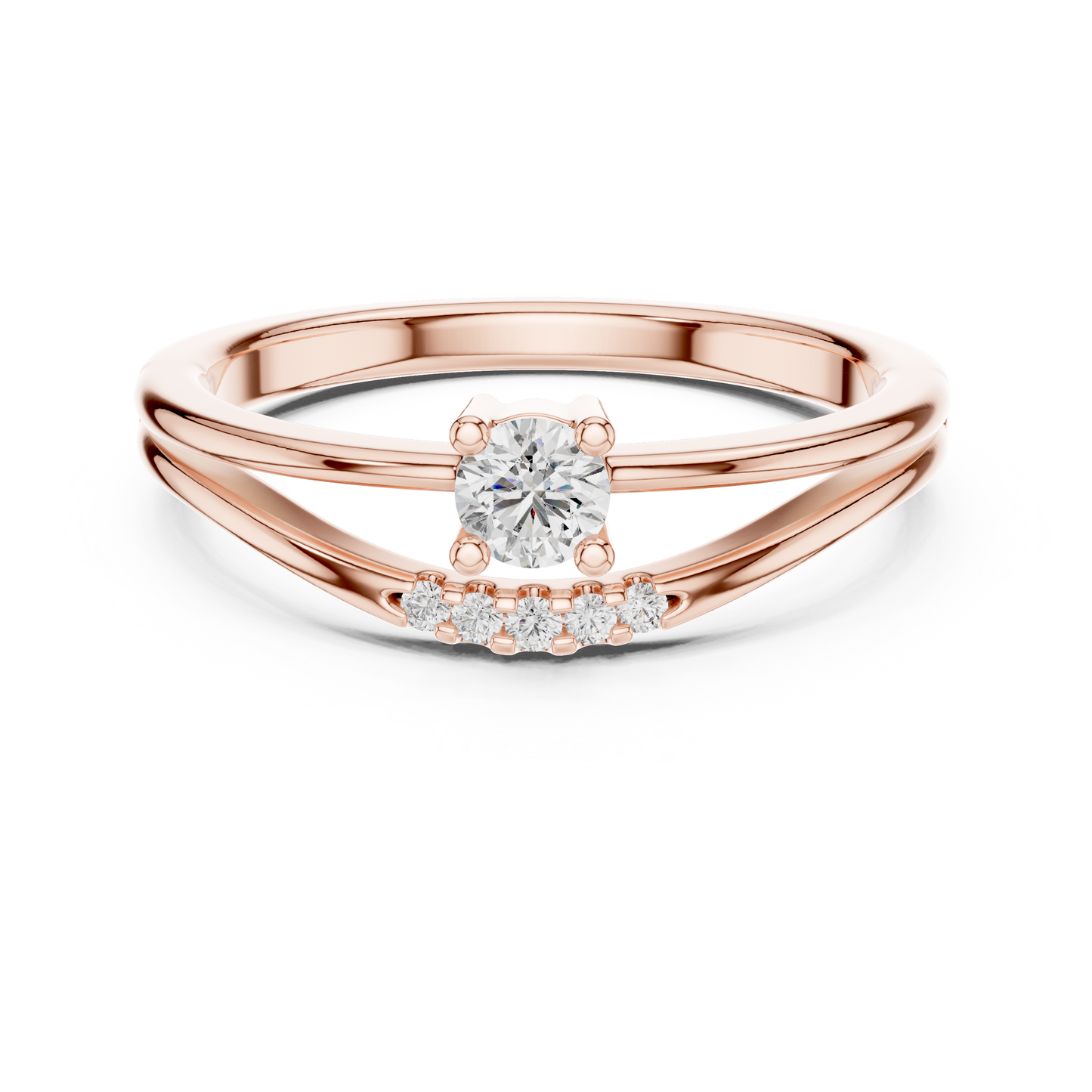 0.19CTW Round Cut Diamond Bypass Solitaire Ring in White Gold