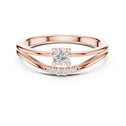 0.19CTW Round Cut Diamond Bypass Solitaire Ring in White Gold