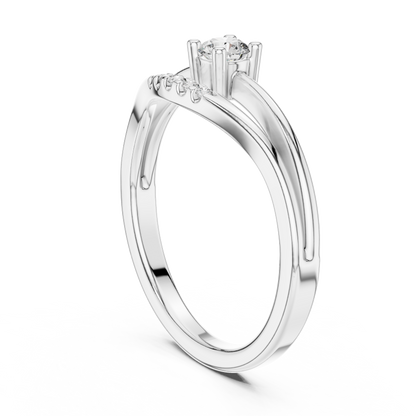 0.19CTW Round Cut Diamond Bypass Solitaire Ring in White Gold