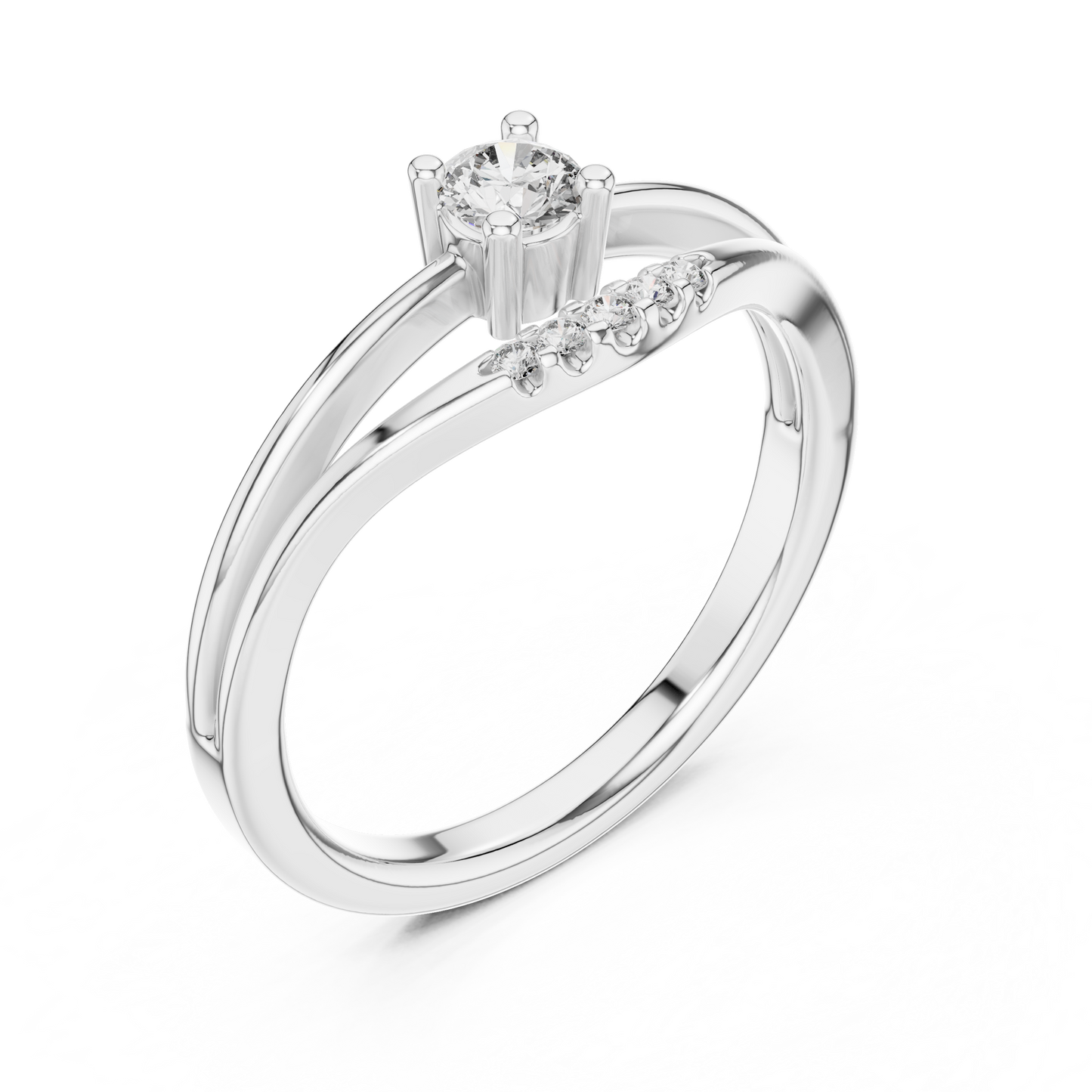 0.19CTW Round Cut Diamond Bypass Solitaire Ring in White Gold