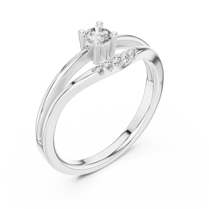 0.19CTW Round Cut Diamond Bypass Solitaire Ring in White Gold