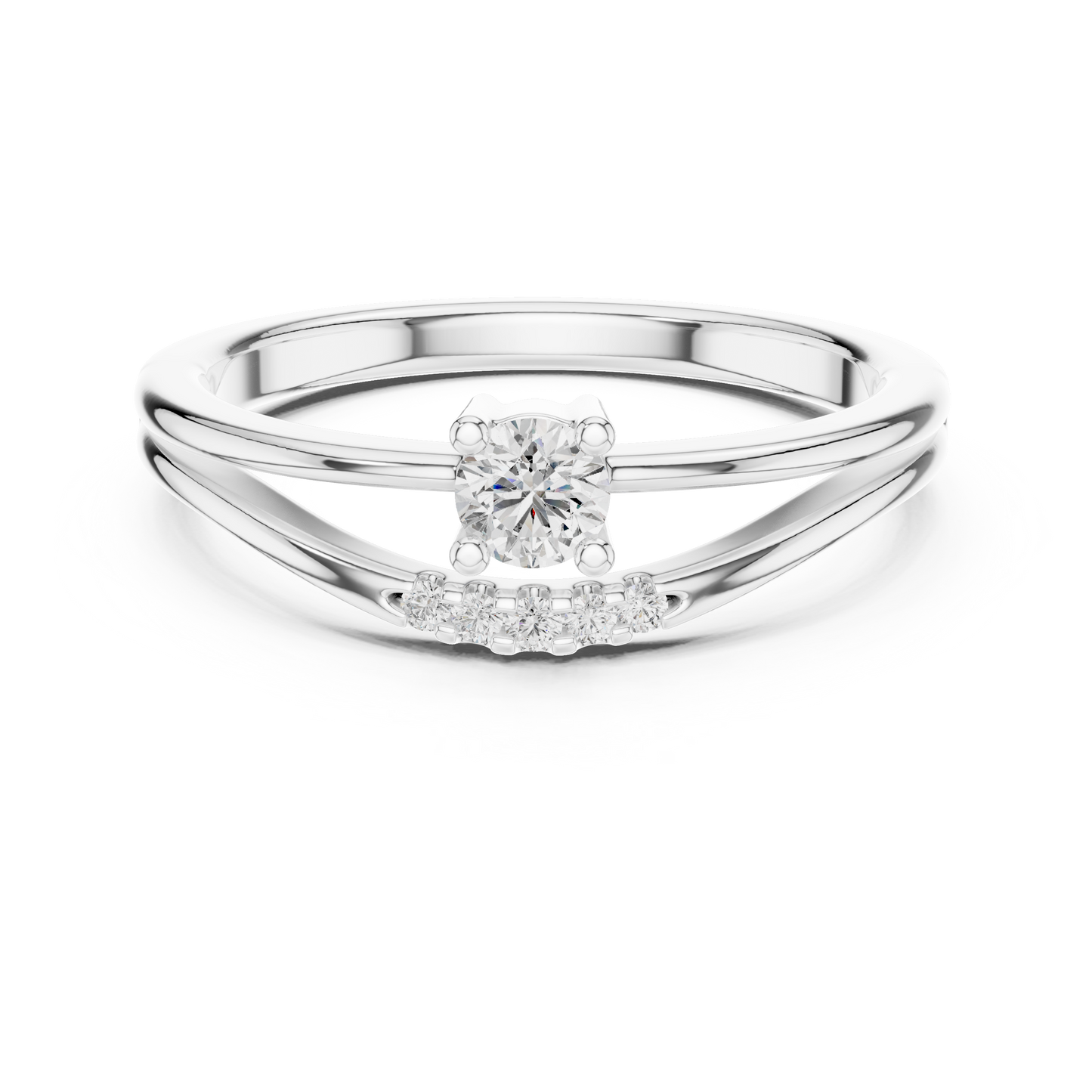 0.19CTW Round Cut Diamond Bypass Solitaire Ring in White Gold
