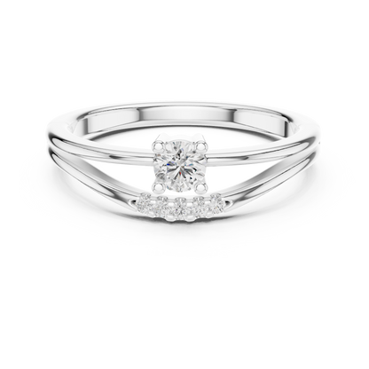 0.19CTW Round Cut Diamond Bypass Solitaire Ring in White Gold