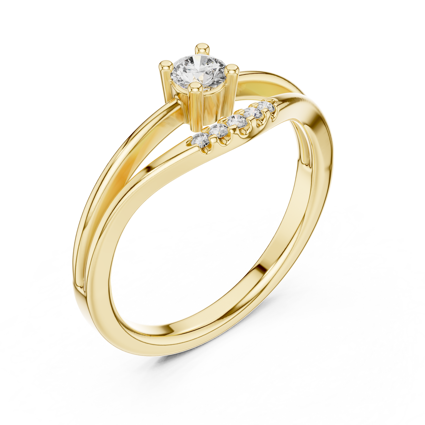 0.19CTW Round Cut Diamond Bypass Solitaire Ring in White Gold