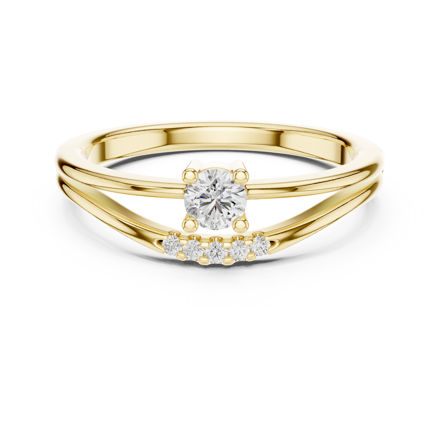 0.19CTW Round Cut Diamond Bypass Solitaire Ring in White Gold
