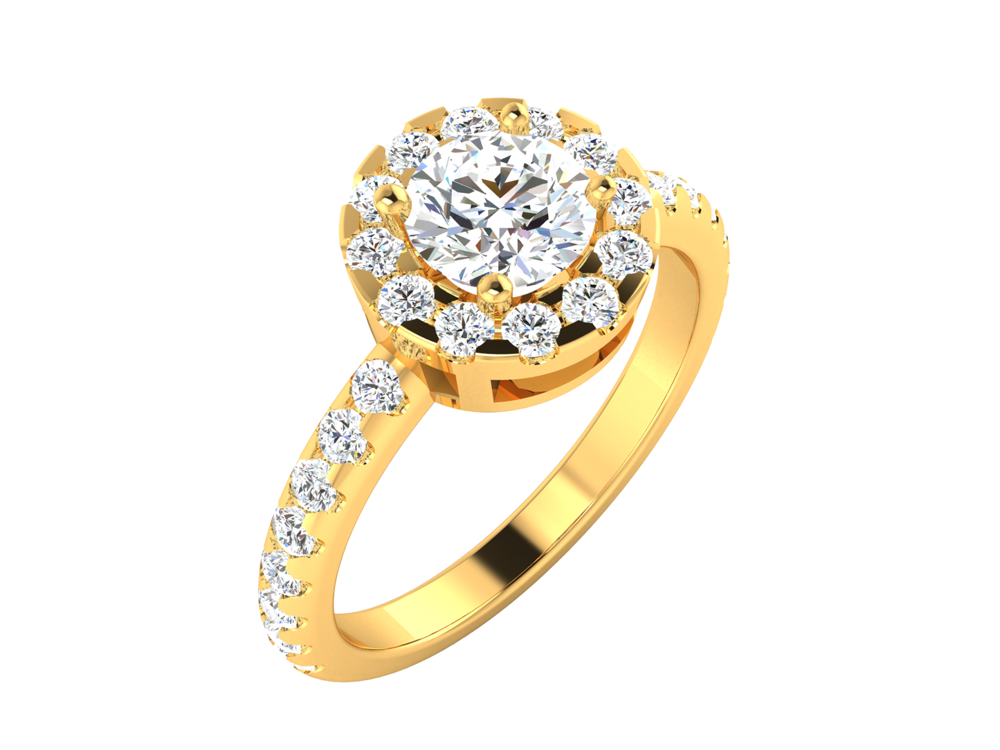 Eclat Radiant Poise Gold Rind - 1.14 Ct Round Cut Diamond