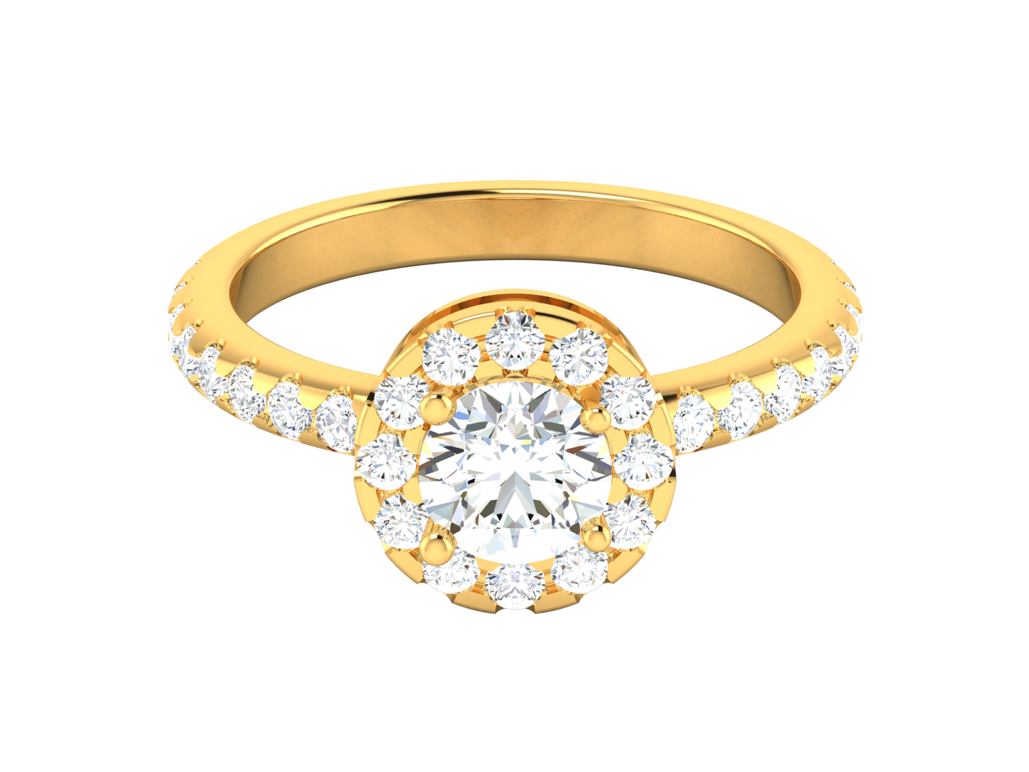 Eclat Radiant Poise Gold Rind - 1.14 Ct Round Cut Diamond
