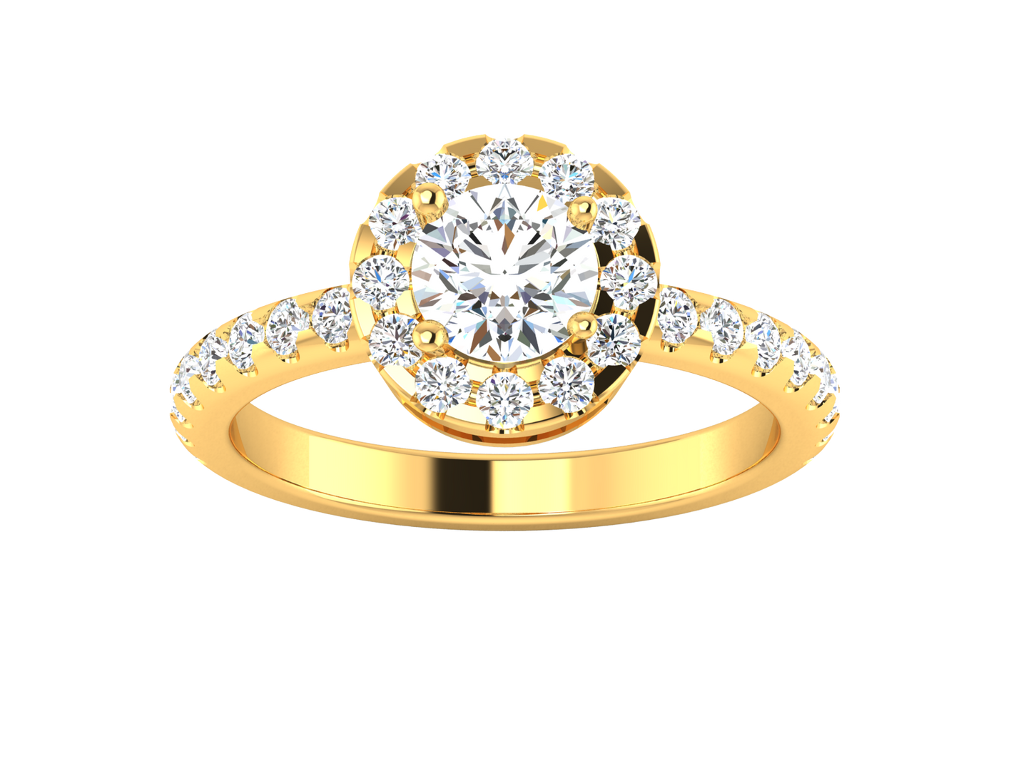 Eclat Radiant Poise Gold Rind - 1.14 Ct Round Cut Diamond