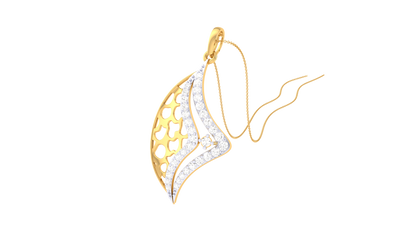 Aurora Leaf Gold Pendent - 0.29 Ct Brilliant Cut Diamonds