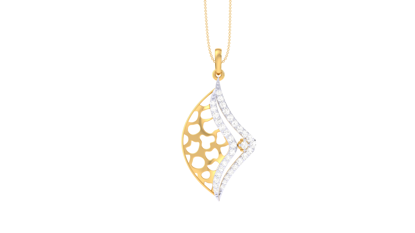 Aurora Leaf Gold Pendent - 0.29 Ct Brilliant Cut Diamonds