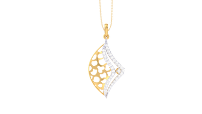 Aurora Leaf Gold Pendent - 0.29 Ct Brilliant Cut Diamonds
