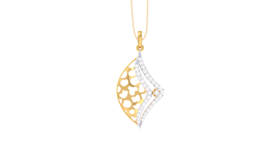 Aurora Leaf Gold Pendent - 0.29 Ct Brilliant Cut Diamonds