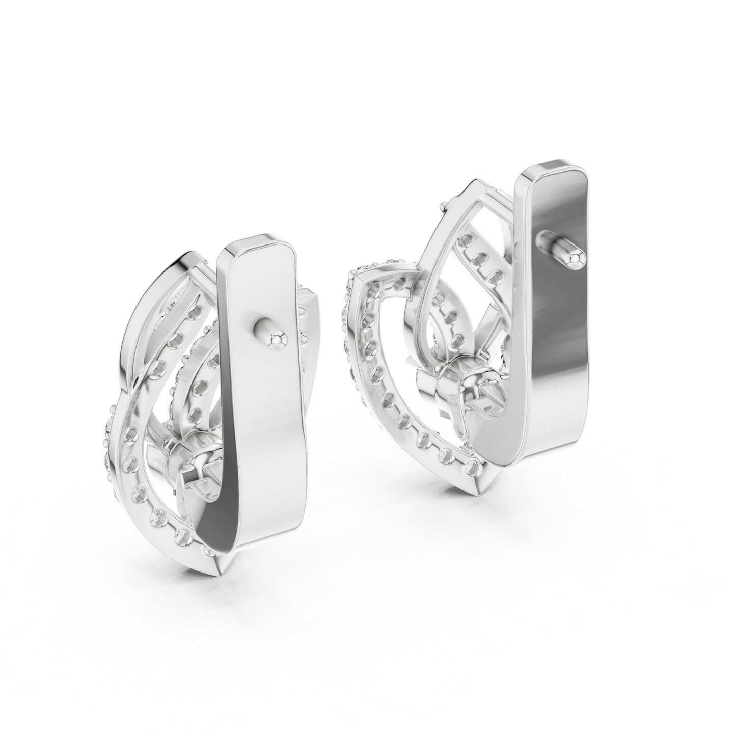 0.55 CTW Diamond Layered Leaf Huggie Hoop Earrings in Yellow Gold