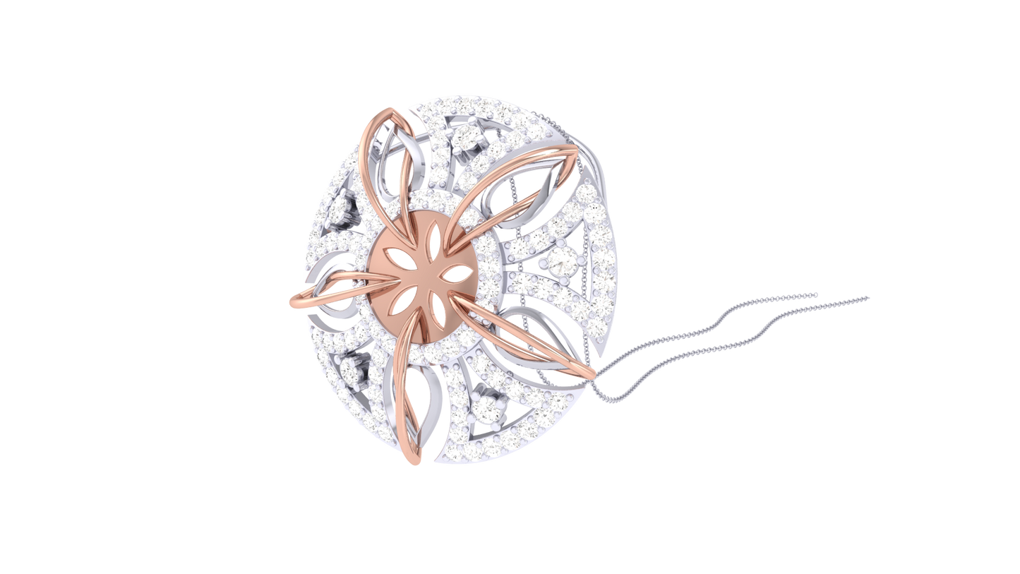 Floral Elegance Circular Pendent In Gold - 0.93 Brilliant Cut Diamonds