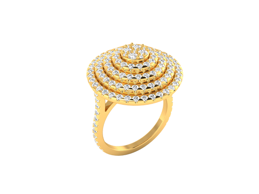 Eclipse Dome Rind In Yellow Gold - 1.57 Ct Sparking Round Diamonds