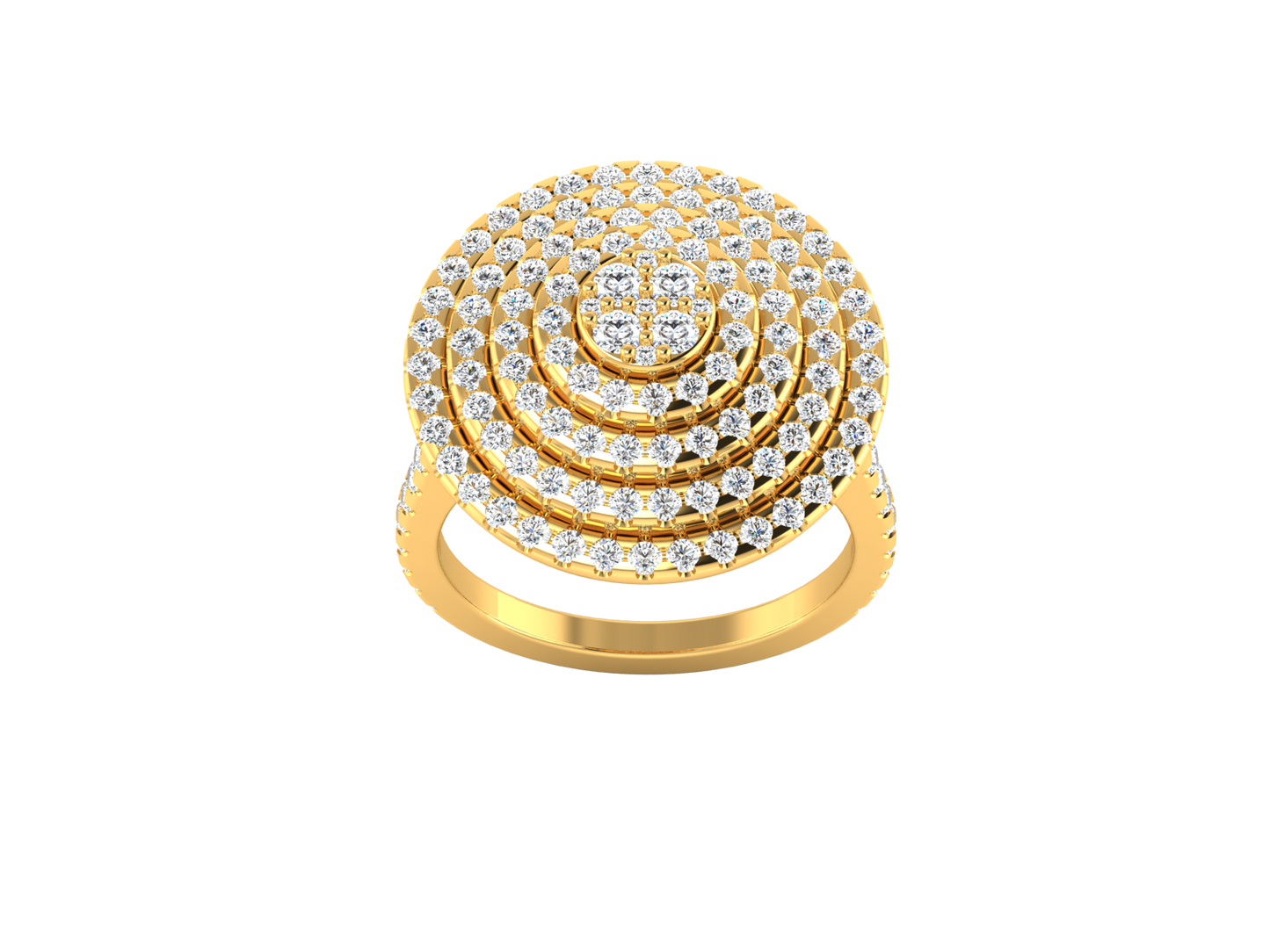 Eclipse Dome Rind In Yellow Gold - 1.57 Ct Sparking Round Diamonds