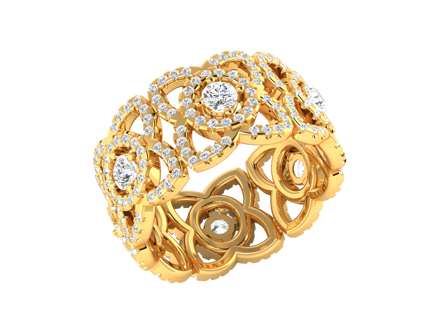 Artisan Aurora Crown - 1.44 Ct Round Cut Diamond Gold Ring