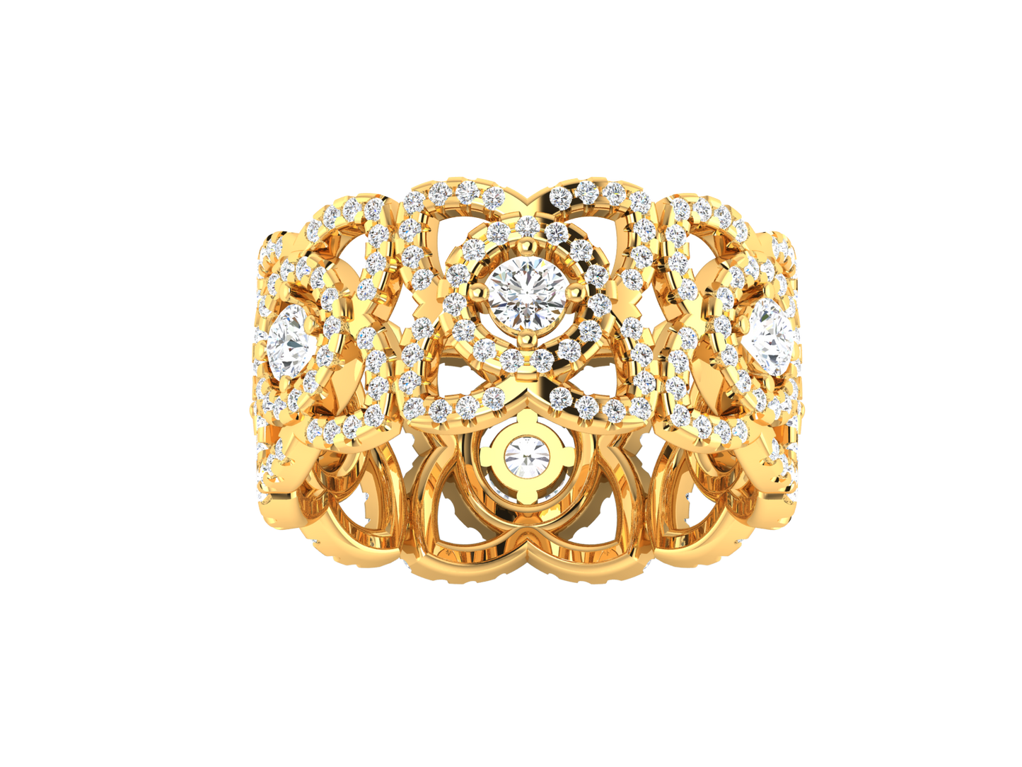 Artisan Aurora Crown - 1.44 Ct Round Cut Diamond Gold Ring