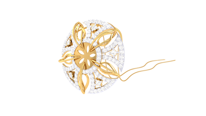 Floral Elegance Circular Pendent In Gold - 0.93 Brilliant Cut Diamonds