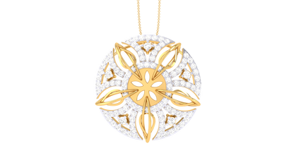 Floral Elegance Circular Pendent In Gold - 0.93 Brilliant Cut Diamonds