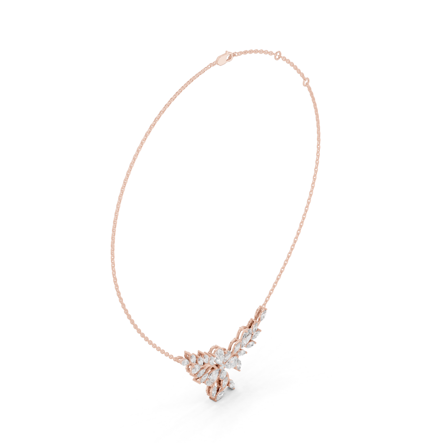 2.80ctw Solid Gold Modern Diamond Mangalsutra Floral Pendant Necklace