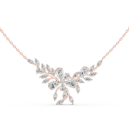 2.80ctw Solid Gold Modern Diamond Mangalsutra Floral Pendant Necklace
