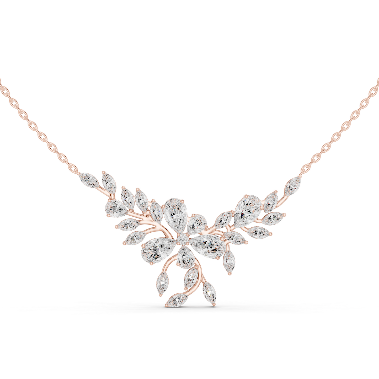 2.80ctw Solid Gold Modern Diamond Mangalsutra Floral Pendant Necklace