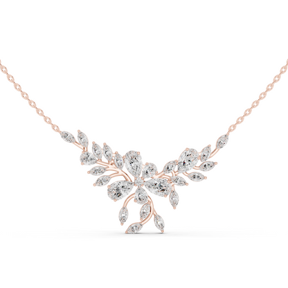 2.80ctw Solid Gold Modern Diamond Mangalsutra Floral Pendant Necklace