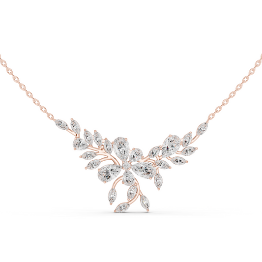 2.80ctw Solid Gold Modern Diamond Mangalsutra Floral Pendant Necklace