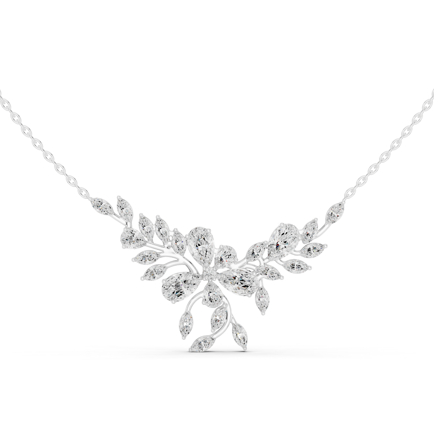 2.80ctw Solid Gold Modern Diamond Mangalsutra Floral Pendant Necklace