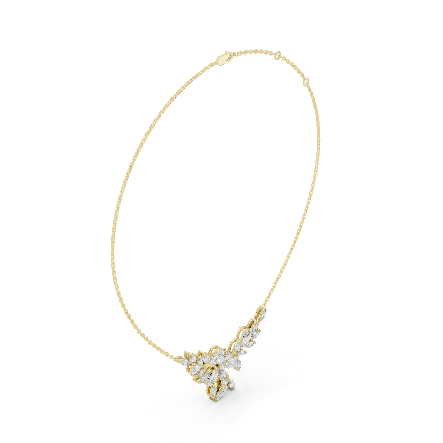 2.80ctw Solid Gold Modern Diamond Mangalsutra Floral Pendant Necklace