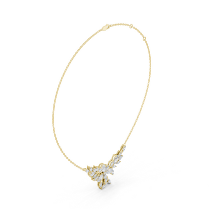 2.80ctw Solid Gold Modern Diamond Mangalsutra Floral Pendant Necklace
