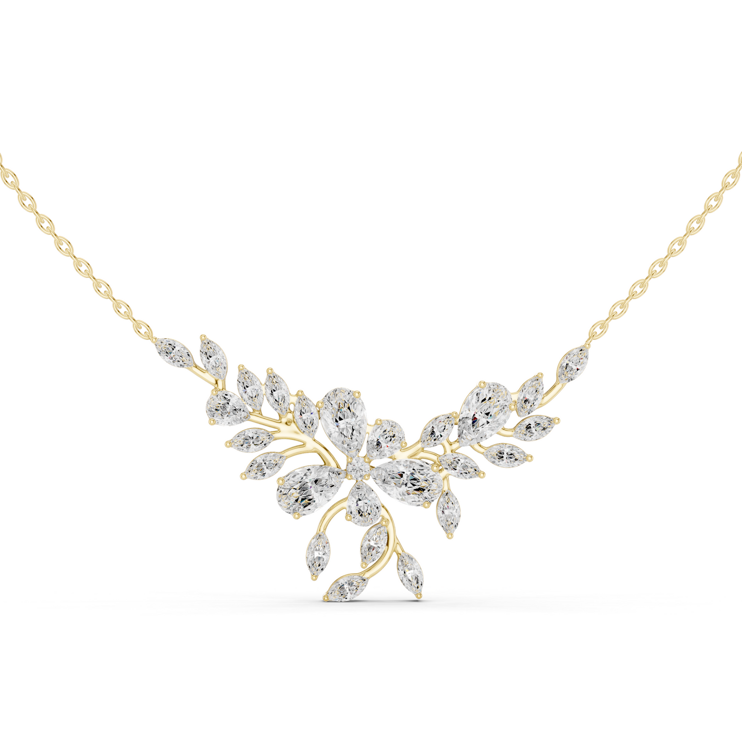 2.80ctw Solid Gold Modern Diamond Mangalsutra Floral Pendant Necklace