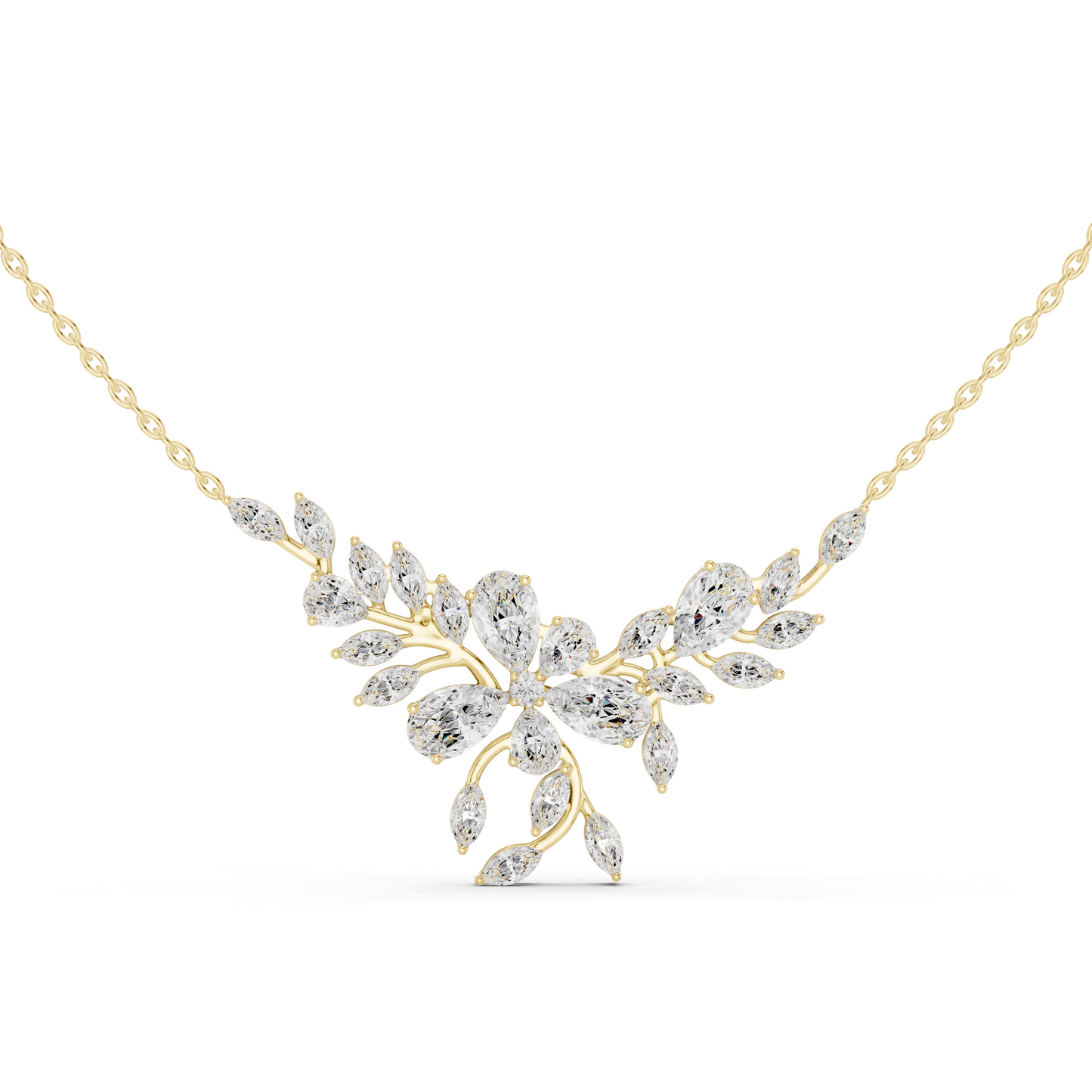 2.80ctw Solid Gold Modern Diamond Mangalsutra Floral Pendant Necklace