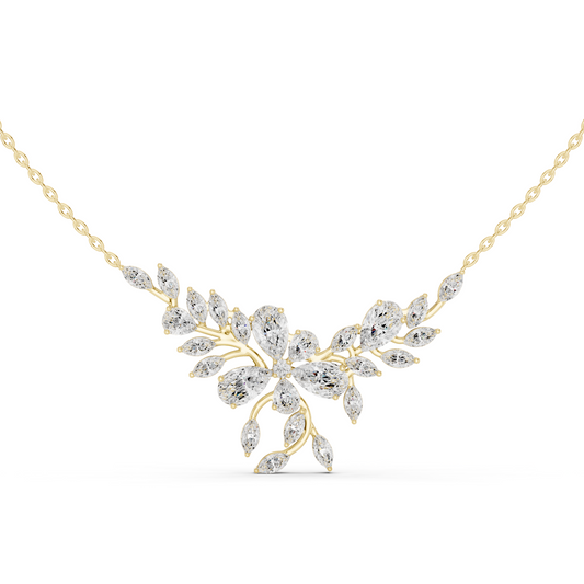 2.80ctw Solid Gold Modern Diamond Mangalsutra Floral Pendant Necklace