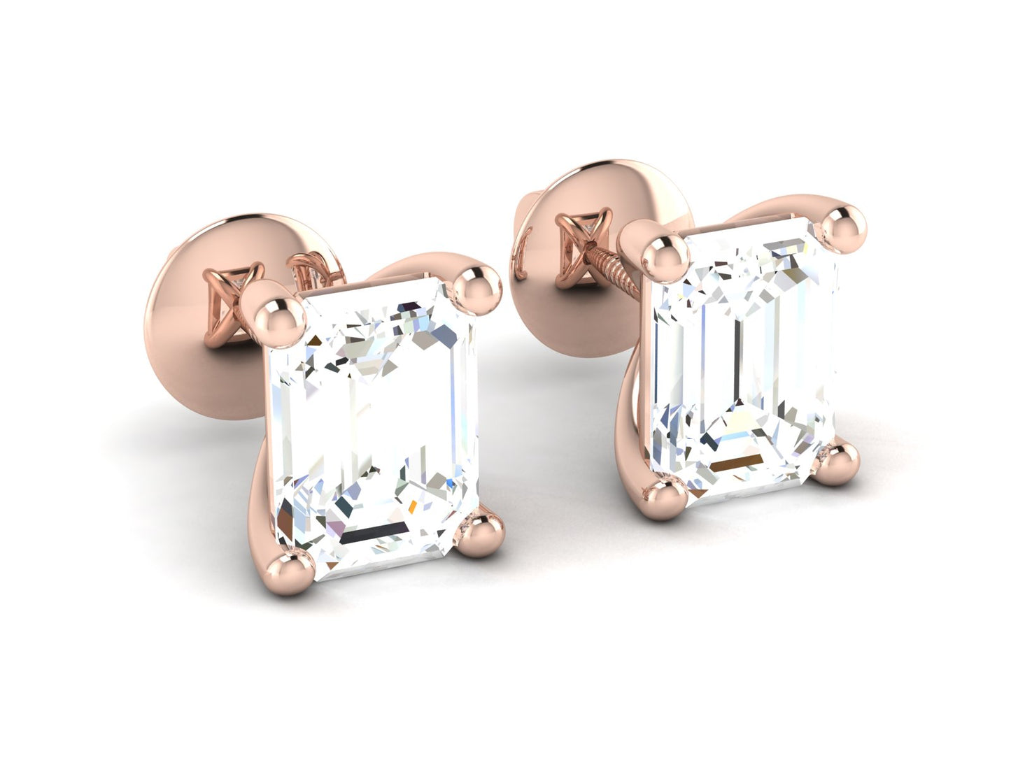 Iconique Primier Solitaire Stud Earrings In Rose Gold - 0.87 Ct Round Brilliant Cut Diamonds