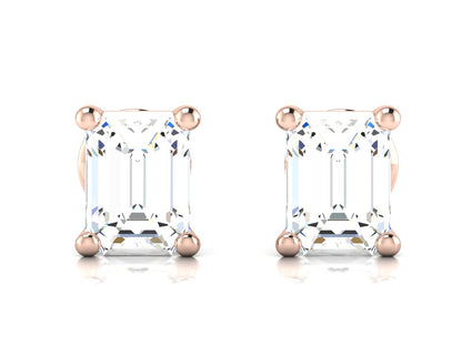 Iconique Primier Solitaire Stud Earrings In Rose Gold - 0.87 Ct Round Brilliant Cut Diamonds