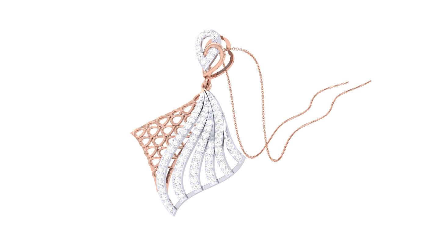 Luxe Angle Pendent In Polished Yellow Gold - 0.55 Ct Sparking Diamonds