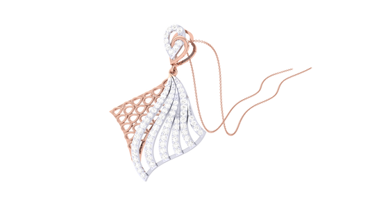 Luxe Angle Pendent In Polished Yellow Gold - 0.55 Ct Sparking Diamonds